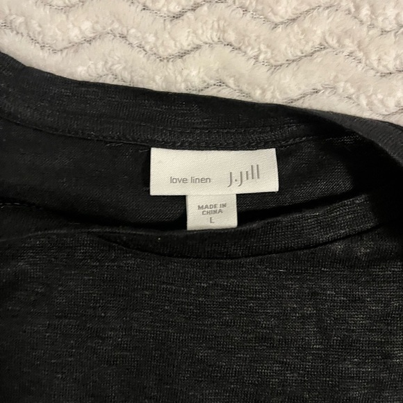 J JILL PURE JILL BLACK PULLOVER SHORT SLEEVE BLOUSE ROUND NECK TOP SZ L - Picture 5 of 7